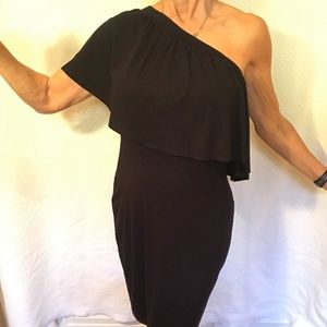 THREE DOTS One Shoulder Ruffle Dress